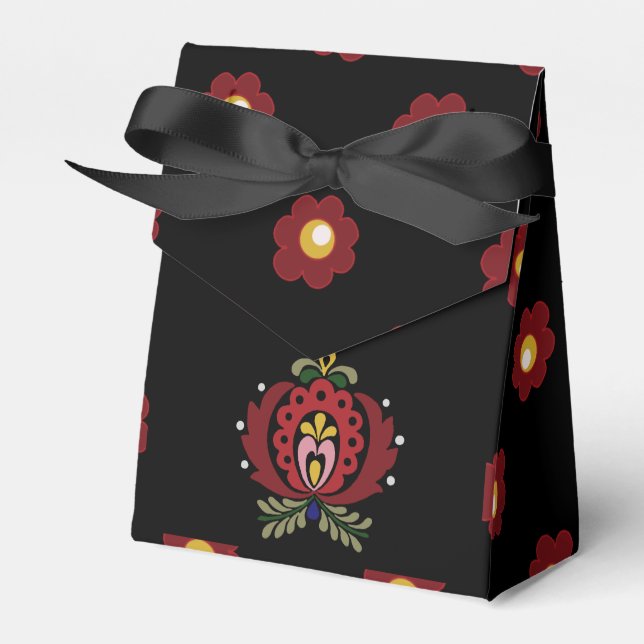 Caja Para Regalos Diseño folclórico húngaro negro (Front Side)