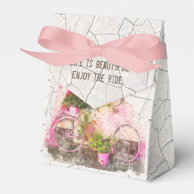 Caja Para Regalos Disfruta Del Paseo | Bicicleta acuarela con flores (Front Side)