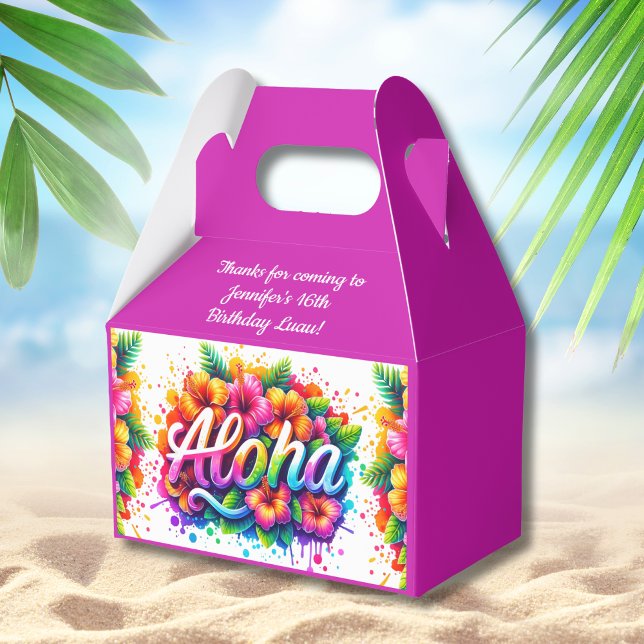 Caja Para Regalos Diversión Aloha Fiesta de Cumpleaños Tropical Luau (Subido por el creador)
