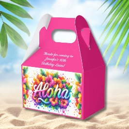 Caja Para Regalos Diversión Aloha Fiesta de Cumpleaños Tropical Luau
