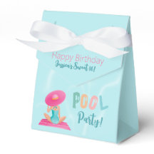 Divertido Fiesta de la piscina de verano acuarela