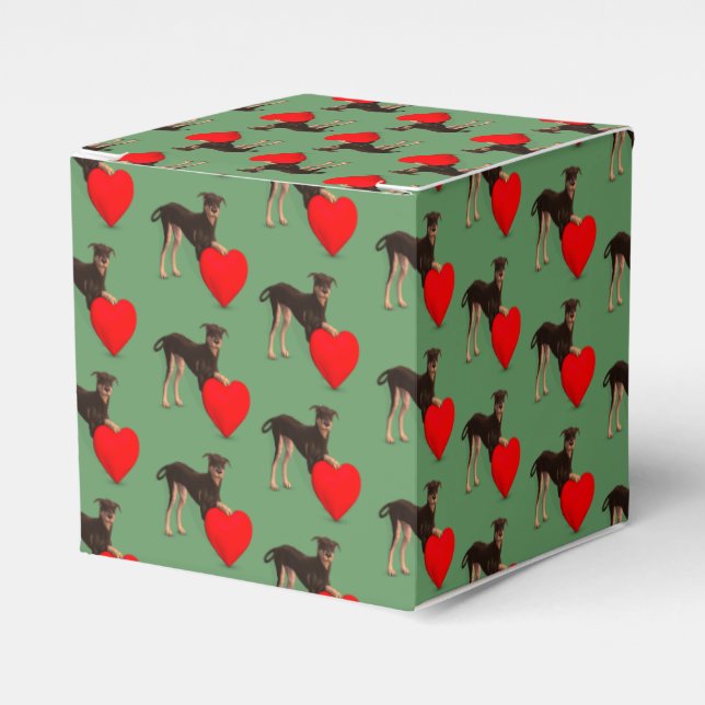 Caja Para Regalos Doberman Pinscher Con Corazón (Costado Anverso)