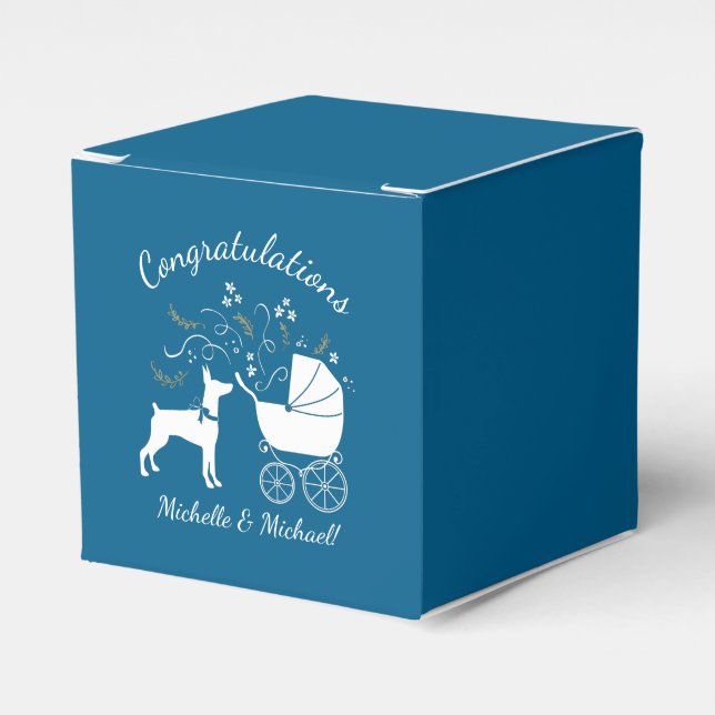 Caja Para Regalos Dobermann Pinscher Baby Shower Puppy Doie (Costado Anverso)