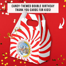 Caja Para Regalos Doble Celebración de Cumpleaños con Tema de Dulces