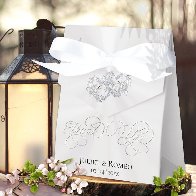 Caja Para Regalos Doble Corazón Gracias - Blanco/Plata (Subido por el creador)