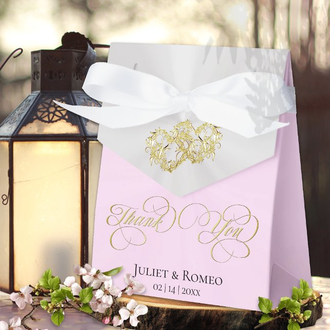 Caja Para Regalos Doble Corazón Gracias - Rosa/Oro (Subido por el creador)