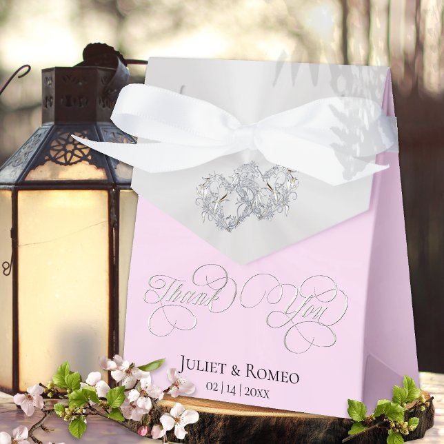 Caja Para Regalos Doble Corazón Gracias - Rosa/Plata (Subido por el creador)