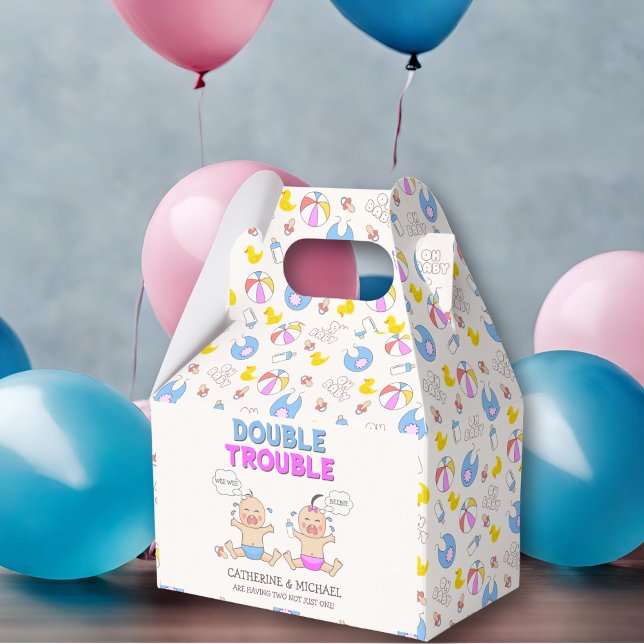 Caja Para Regalos Doble problema Twin Boy y Chica Baby Shower (Subido por el creador)