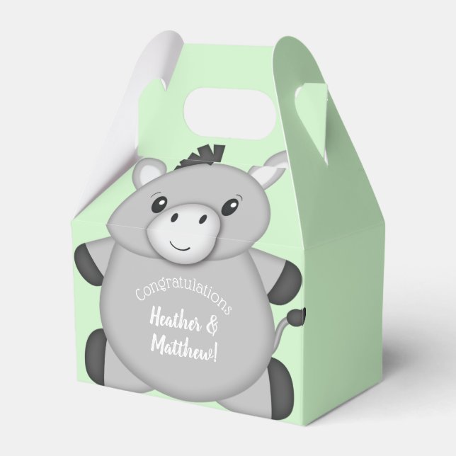 Caja Para Regalos Donkey Baby Shower Green (Front Side)