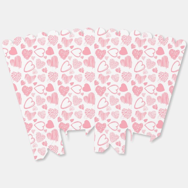 Caja Para Regalos Doodle de corazón romántico blanco rosado moderno (Desplegado)