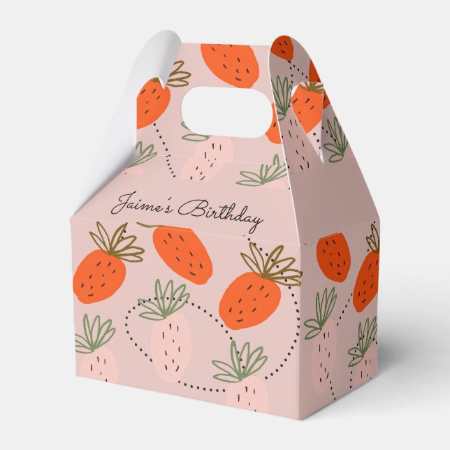 Caja Para Regalos Doodle de frutas de la fiesta de cumpleaños de fre (Front Side)