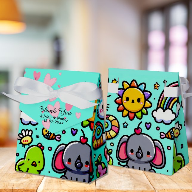 Caja Para Regalos Doodles de animales azules (Subido por el creador)