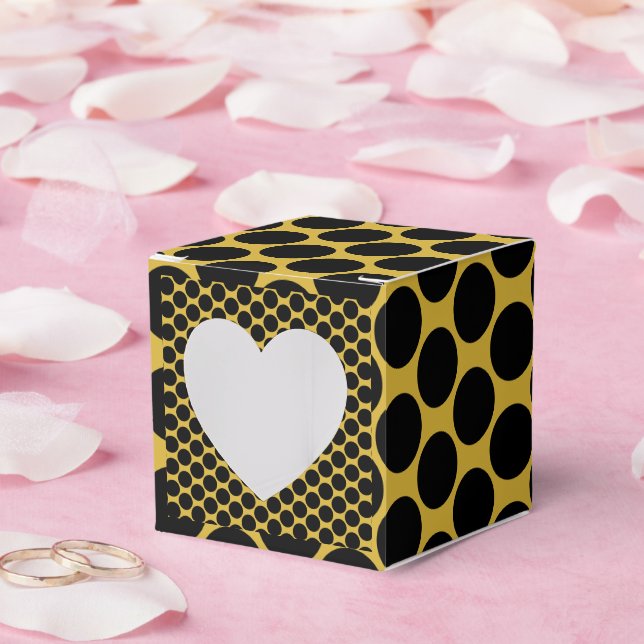 Caja Para Regalos Dorado Metálico con Estilo de Punto Negro Take Hea (Boda)
