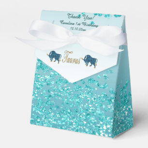 Caja Para Regalos Dorado Taurus y Purpurina Azul Verde azulado Cumpl