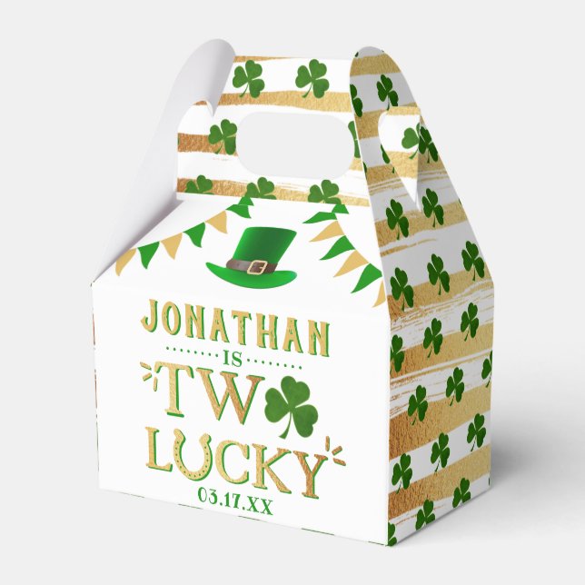 Caja Para Regalos Dos afortunados San Patricio segundo cumpleaños (Front Side)