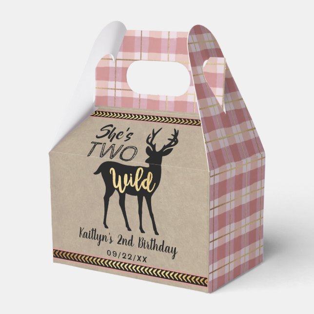 Caja Para Regalos Dos Chicas silvestres Woodland Deer segundo cumple (Front Side)