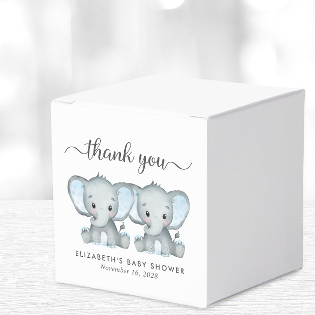 Caja Para Regalos Dos elefantes de niños gemelos Baby Shower Gracias (Subido por el creador)