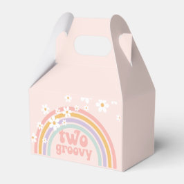 Caja Para Regalos Dos Groovy Pastel Retro Arcoíris con Margaritas