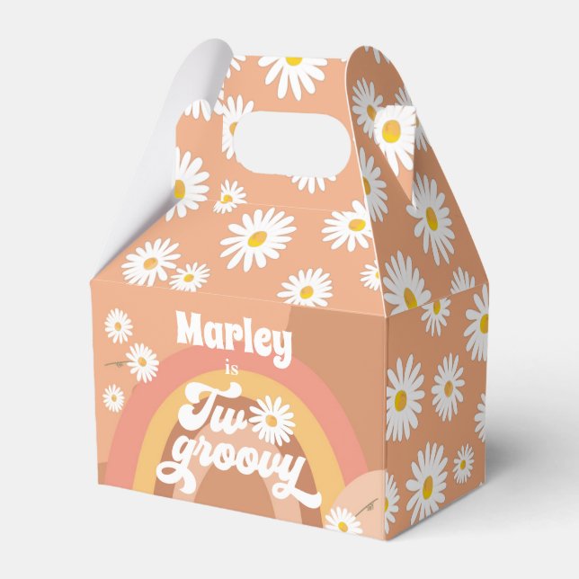 Caja Para Regalos Dos Groovy Retro Hippie Daisy Chica Cumpleaños (Front Side)