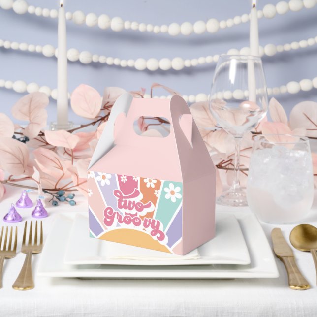Caja Para Regalos Dos Groovy Retro Sol Rainbow Daisy (Boda)
