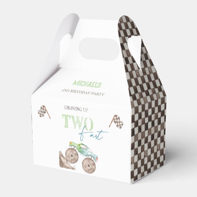 Caja Para Regalos Dos Monstruo Rápido Camión Favor del Cumpleaños Ca (Front Side)