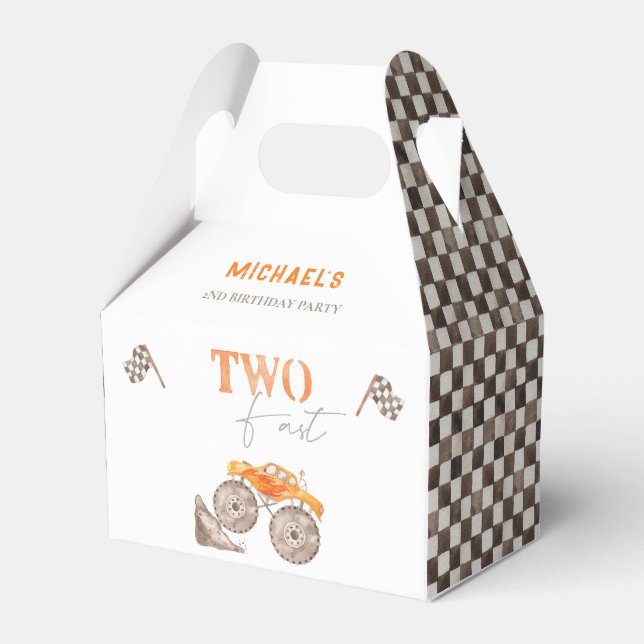 Caja Para Regalos Dos Monstruo Rápido Camión Favor del Cumpleaños Ca (Front Side)