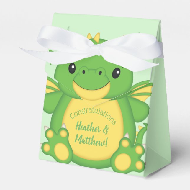 Caja Para Regalos Dragon Baby Shower Green (Front Side)