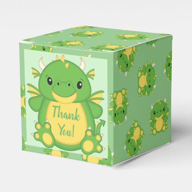 Caja Para Regalos Dragon Baby Shower Green (Costado Anverso)