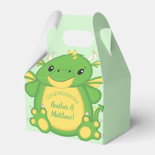 Caja Para Regalos Dragon Baby Shower Green (Front Side)