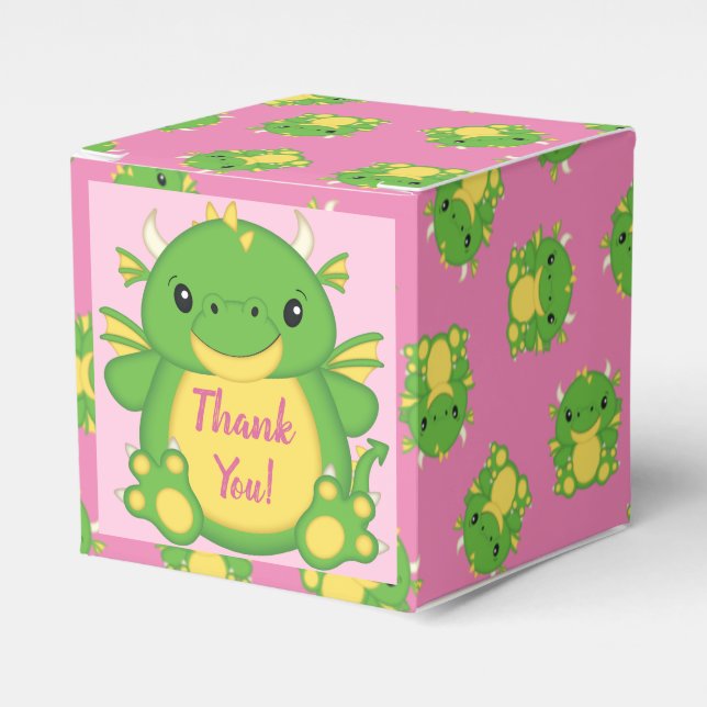 Caja Para Regalos Dragon Baby Shower Pink (Costado Anverso)