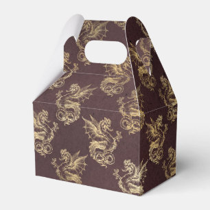 Caja Para Regalos Dragón de la cosecha de borgoña y oro