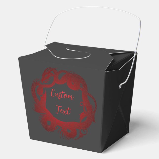 Caja Para Regalos Dragón Rojo Personalizado (Anverso)
