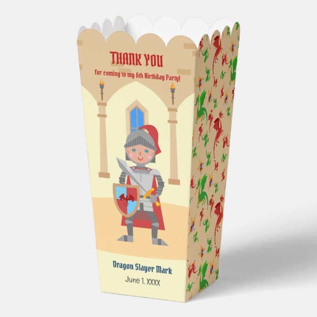 Caja Para Regalos Dragon Slayer Knight Boy Birday Party (Anverso)