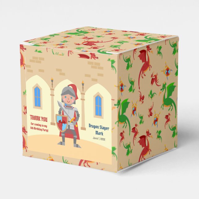 Caja Para Regalos Dragon Slayer Knight Boy Birday Party (Costado Anverso)