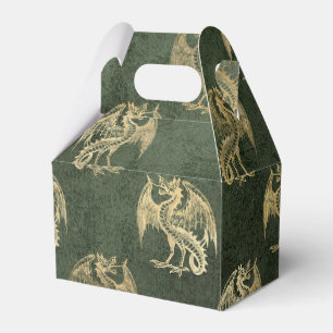 Caja Para Regalos Dragón Vintage verde y dorado