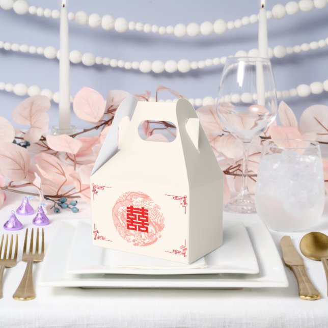 Caja Para Regalos Dragón y boda chino rojo Fénix (Boda)