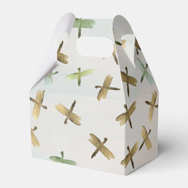 Caja Para Regalos Dragonflies de acuarela dorada (Front Side)