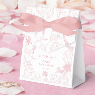 Caja Para Regalos Ducha de Bebé Animales de Safari Tropical Rosa Cla
