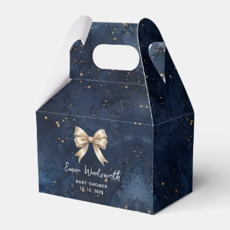 Caja Para Regalos Ducha de Bebé Arco Dorado Cielo Nocturno Azul Mari