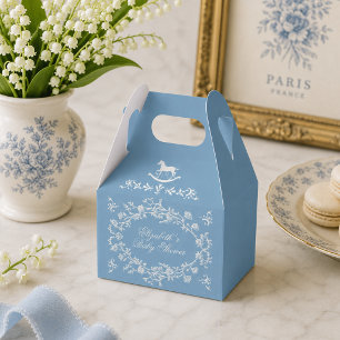 Caja Para Regalos Ducha de Bebé Caballo de Madera Azul Wedgewood Ele