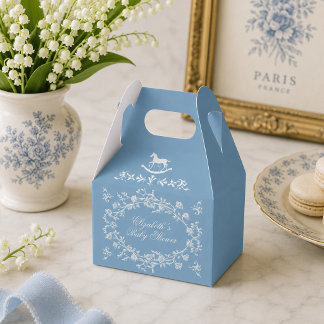 Caja Para Regalos Ducha de Bebé Caballo de Madera Azul Wedgewood Ele