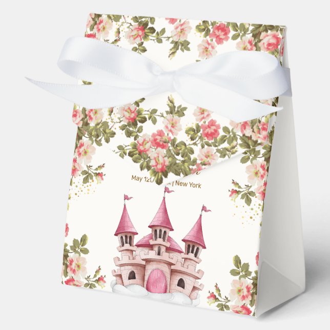 Caja Para Regalos Ducha de Bebé Castillo de Cuento de Hadas Rosa Flo (Anverso)