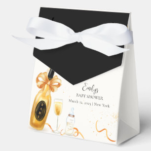 Caja Para Regalos Ducha de bebé Champagne Botellas Poppin Oro Negro