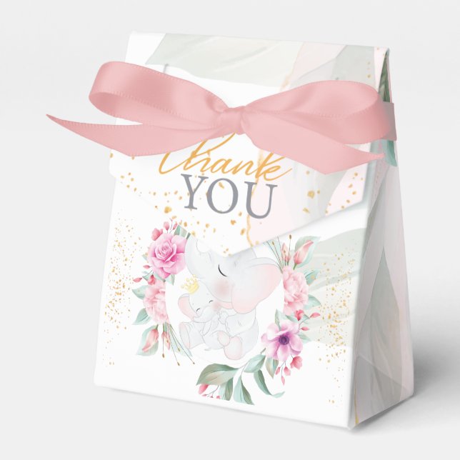 Caja Para Regalos Ducha de bebé chica Elefante Elegante (Front Side)