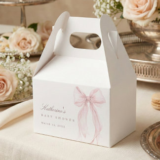 Caja Para Regalos Ducha de Bebé con Lazo Coquette Rosa
