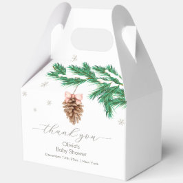 Caja Para Regalos Ducha de bebé copo de nieve de pino invierno rústi