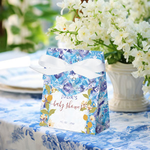 Caja Para Regalos Ducha de Bebé Costa Amalfi Limón Azul Cítrico