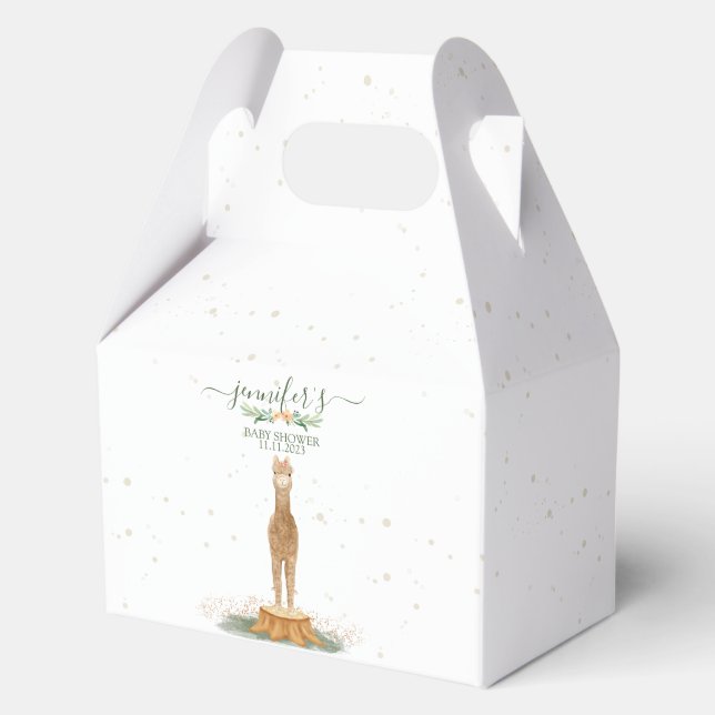 Caja Para Regalos Ducha de bebé de alpaca boho (Anverso)