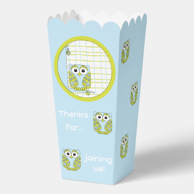 Caja Para Regalos Ducha de bebé de Búho Azul (Anverso)