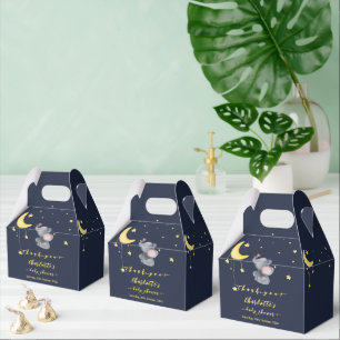 Caja Para Regalos Ducha de bebé de elefante lindo con mariposa peque